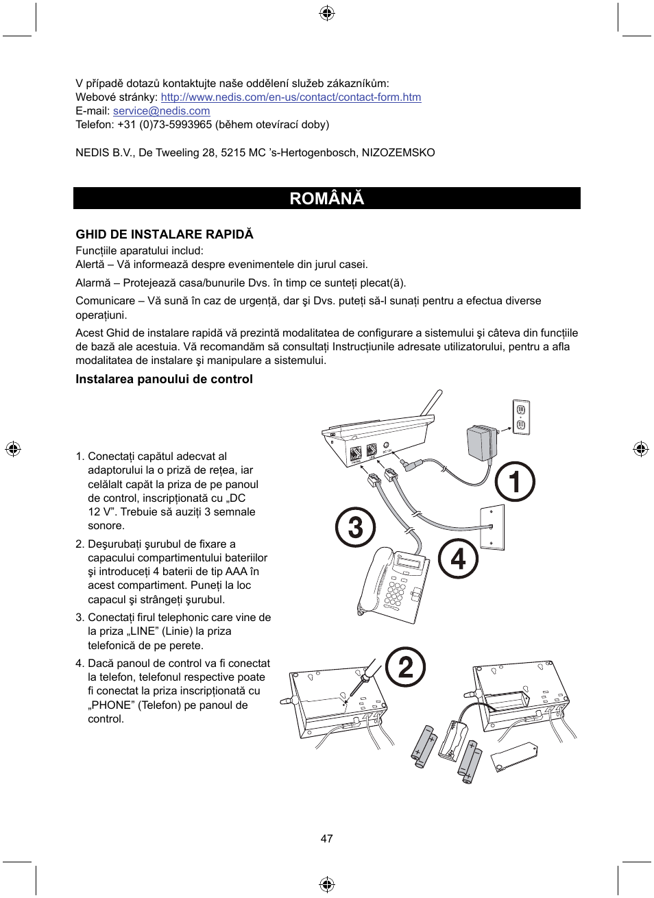 Română | Konig Electronic Wireless alarm system User Manual | Page 47 / 72