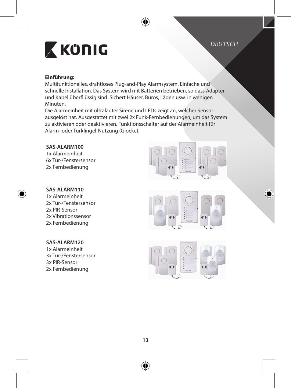 Konig Electronic Wireless alarm system User Manual | Page 13 / 276