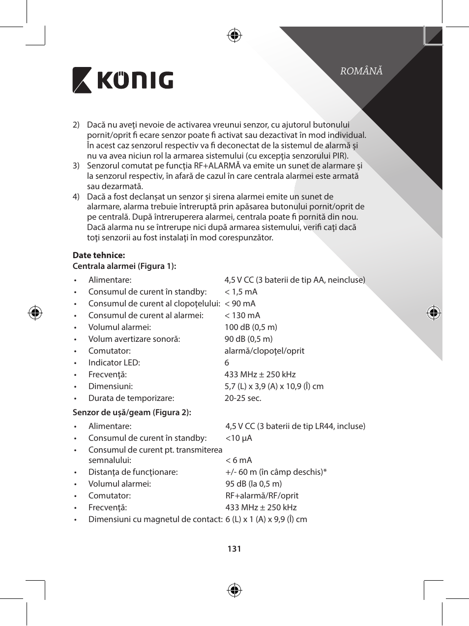 Konig Electronic Wireless alarm system User Manual | Page 131 / 276