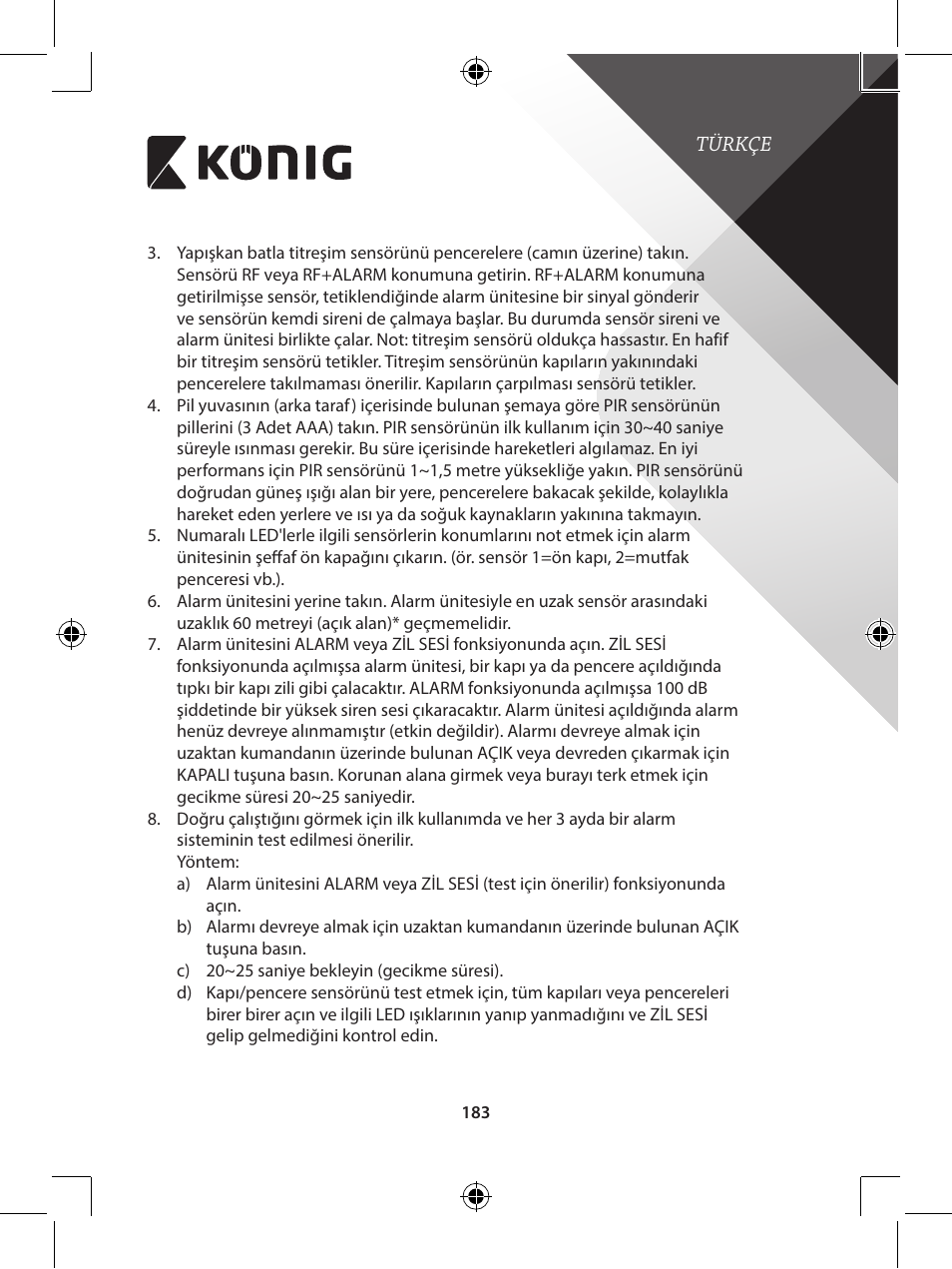 Konig Electronic Wireless alarm system User Manual | Page 183 / 276