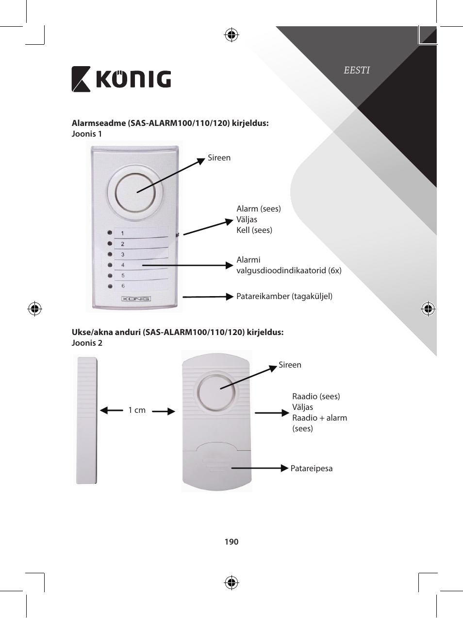 Konig Electronic Wireless alarm system User Manual | Page 190 / 276