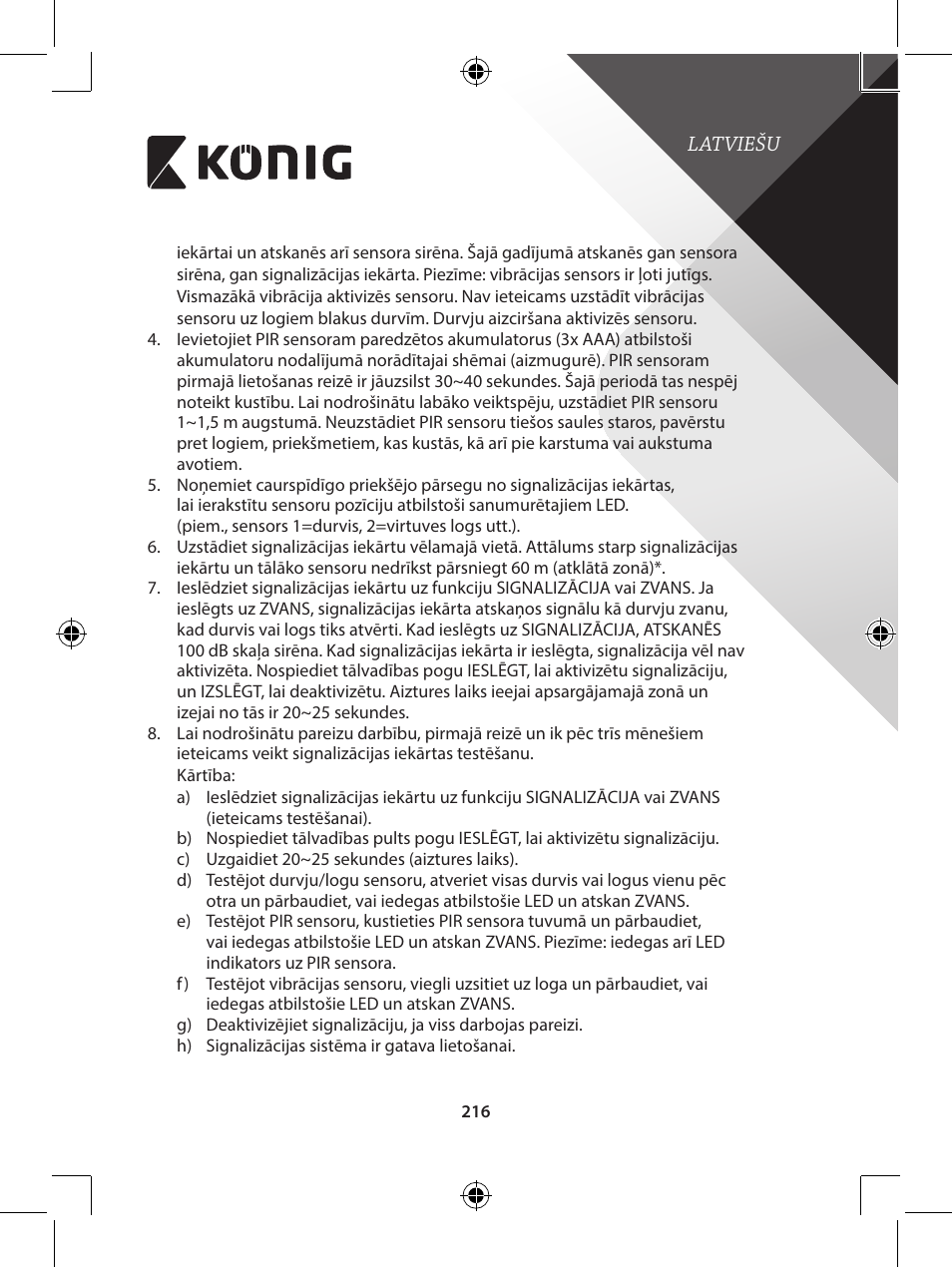 Konig Electronic Wireless alarm system User Manual | Page 216 / 276