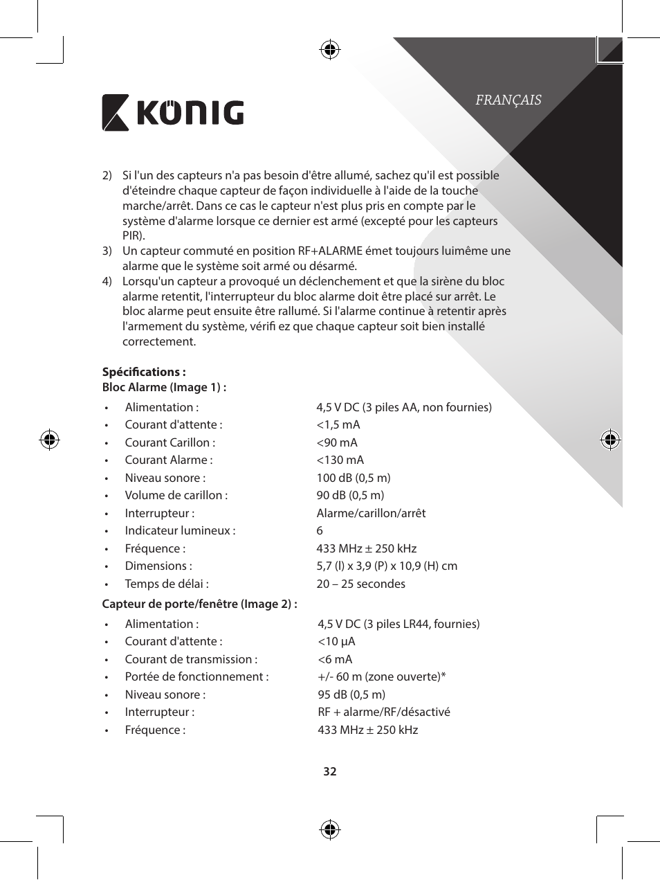 Konig Electronic Wireless alarm system User Manual | Page 32 / 276