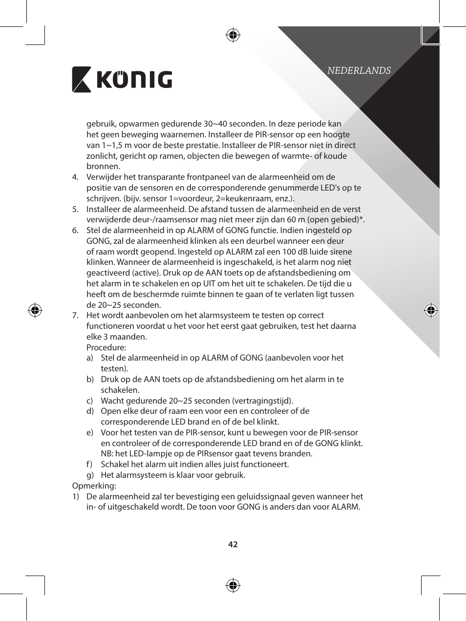 Konig Electronic Wireless alarm system User Manual | Page 42 / 276