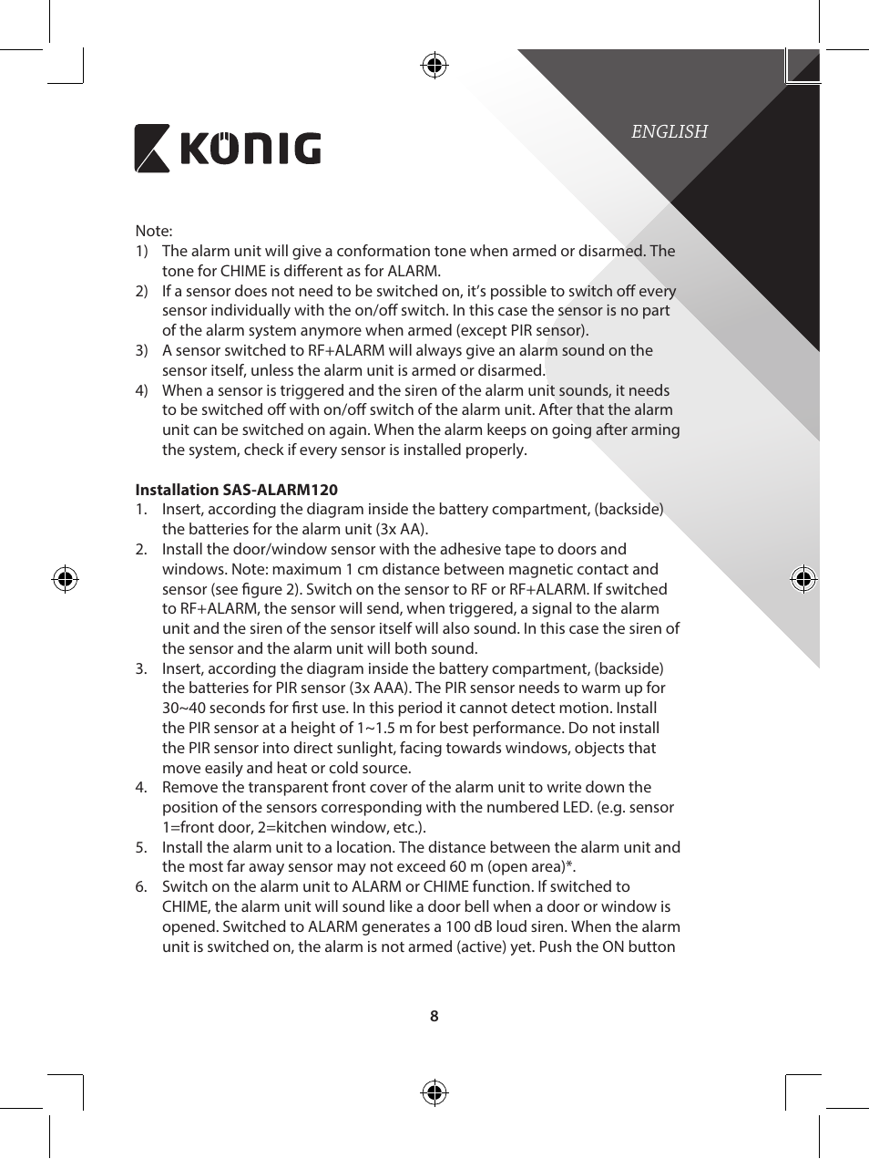 Konig Electronic Wireless alarm system User Manual | Page 8 / 276