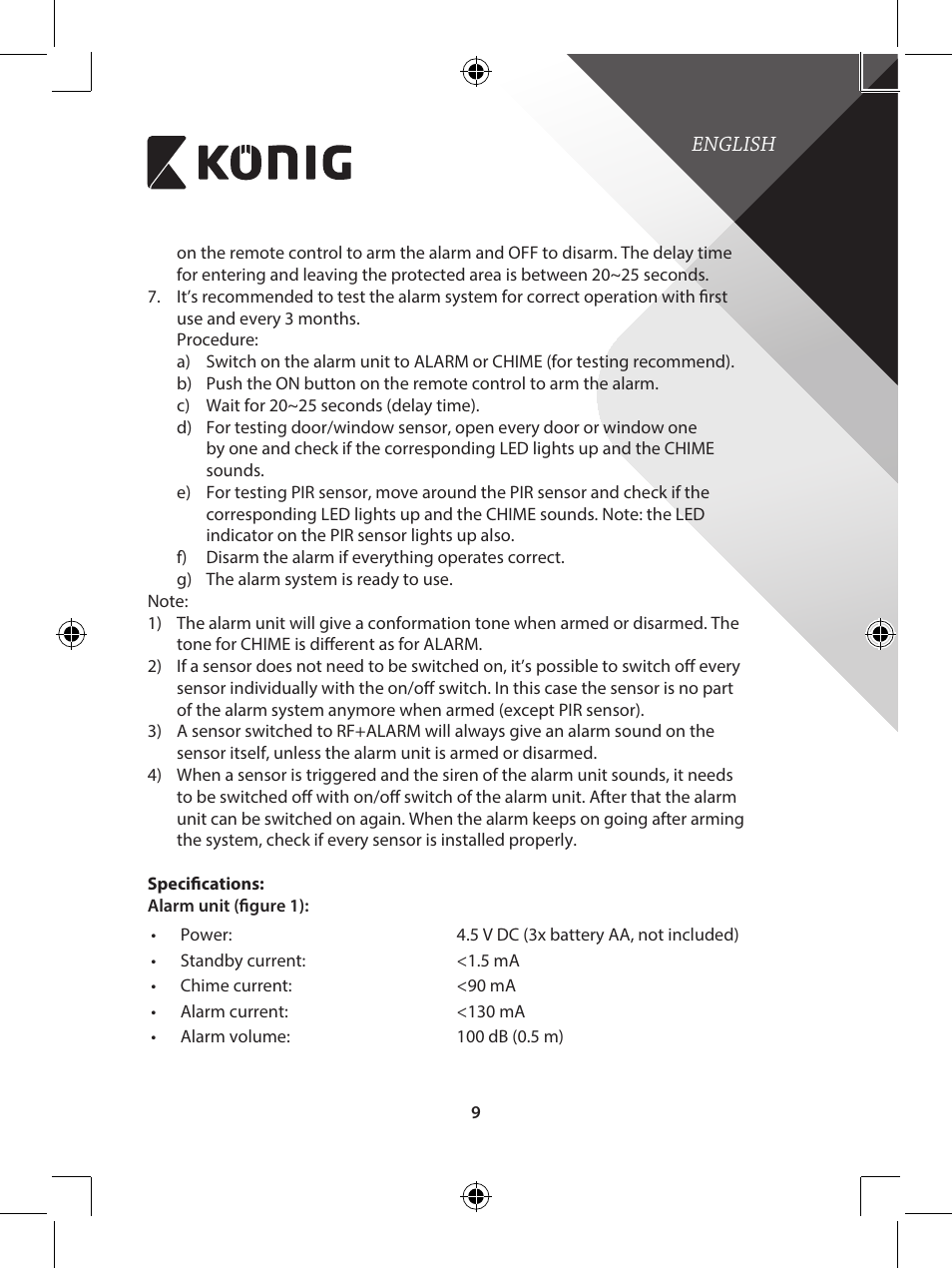 Konig Electronic Wireless alarm system User Manual | Page 9 / 276