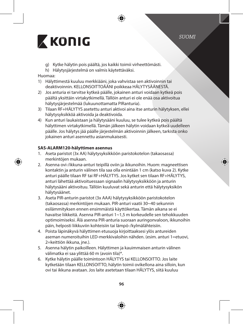 Konig Electronic Wireless alarm system User Manual | Page 96 / 276