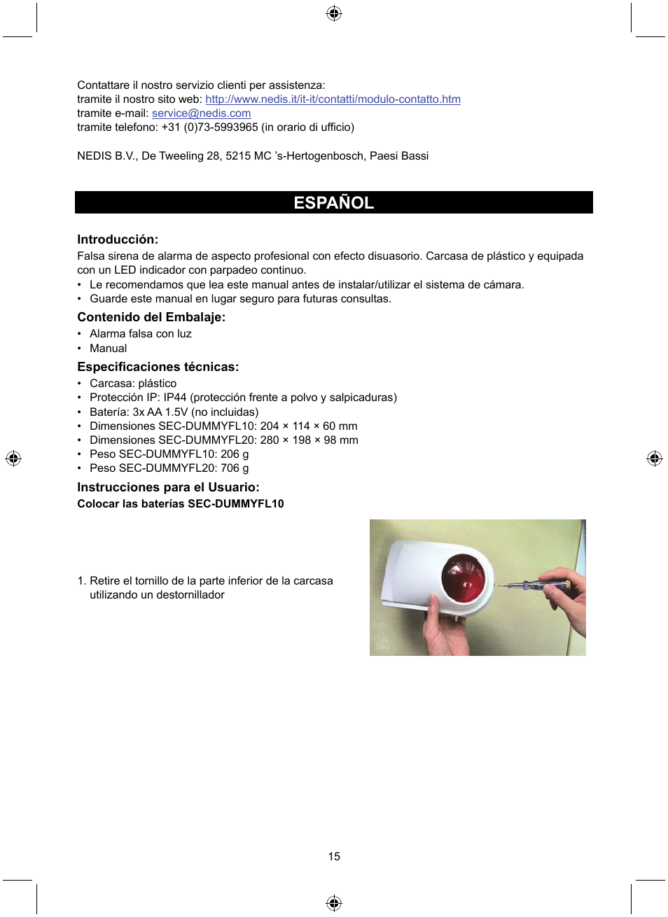 Español | Konig Electronic Dummy alarm siren User Manual | Page 15 / 45