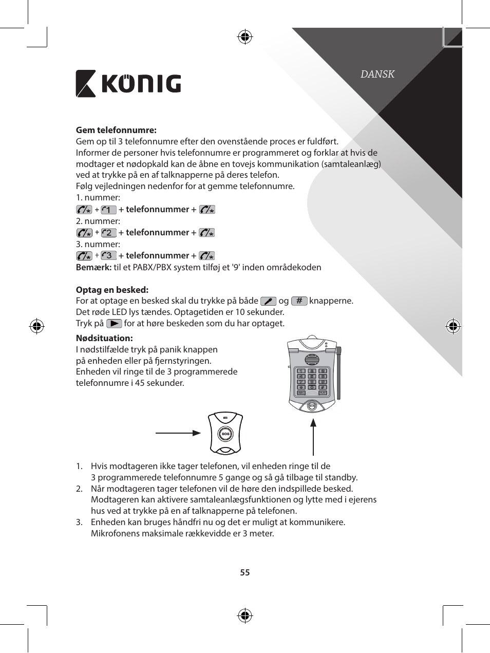 Konig Electronic telephone dialer with panic button User Manual | Page 55 / 101