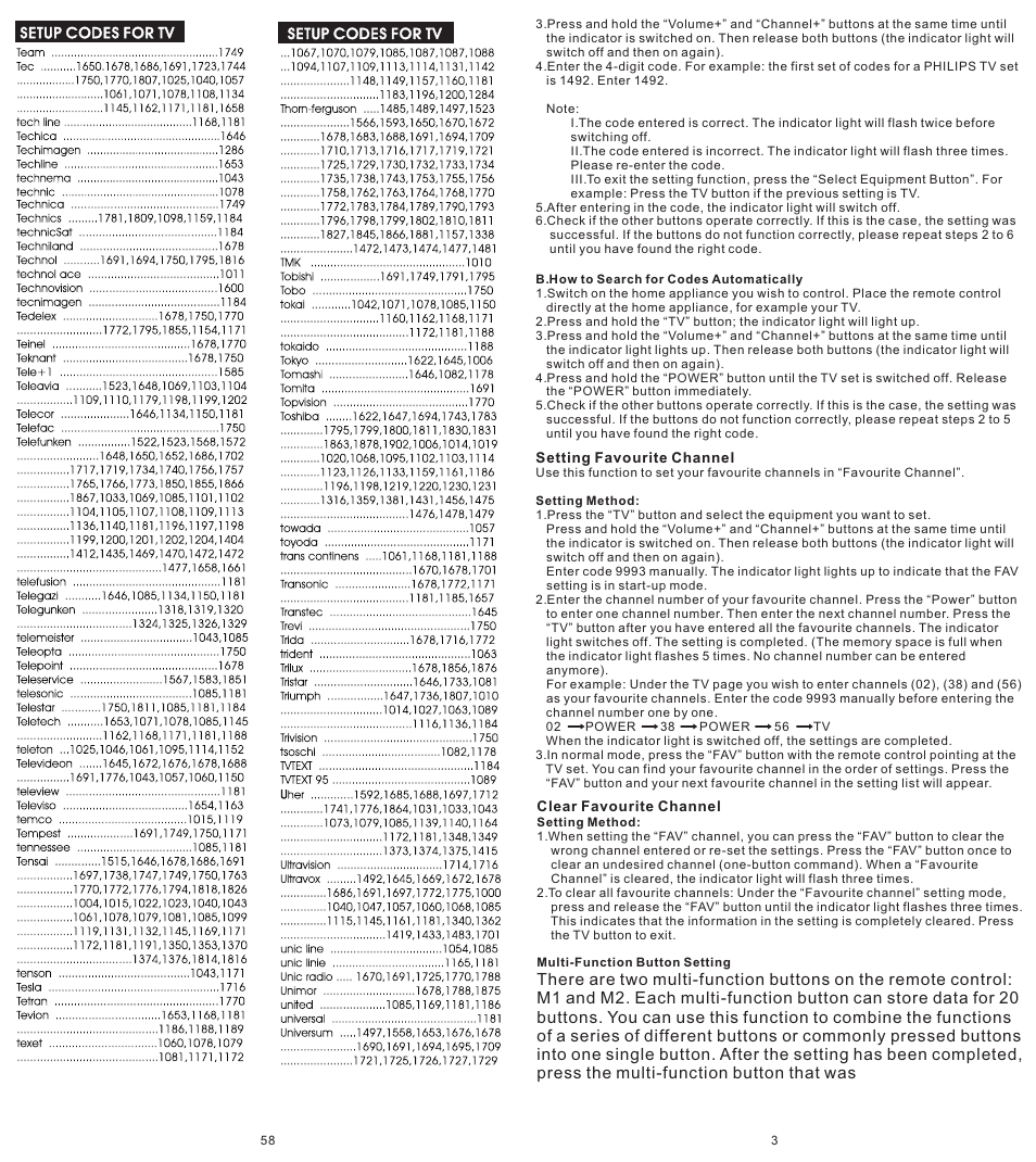 Konig Electronic Universal remote control for 1 TV User Manual | Page 3 / 30