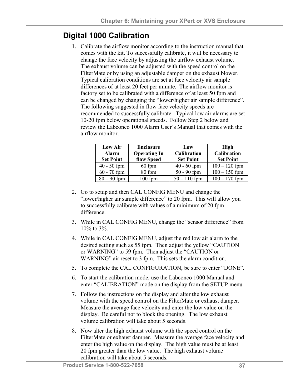 Digital 1000 calibration | Labconco XVS Ventilation Stations 4865060 User Manual | Page 41 / 59