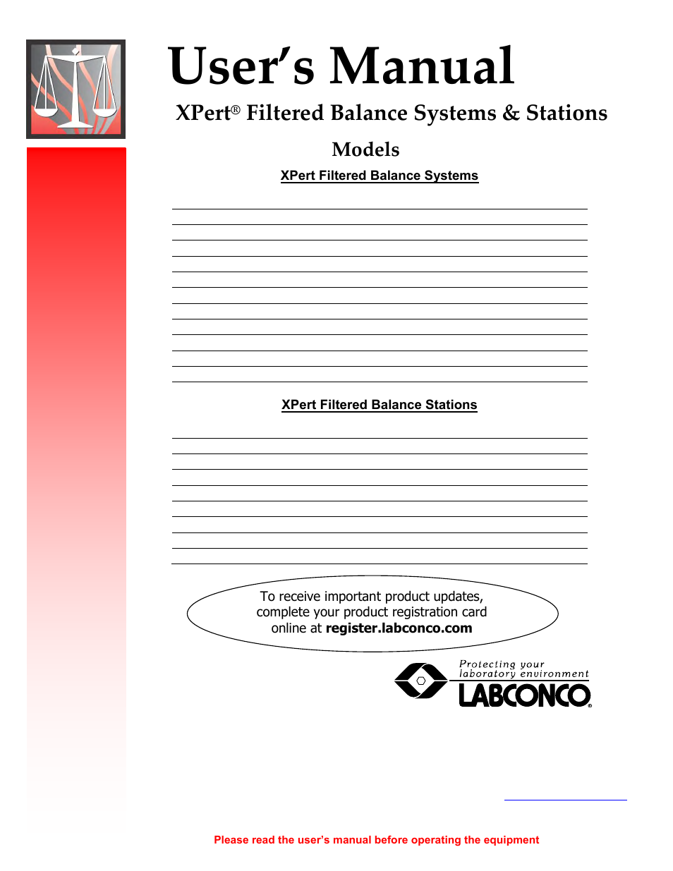 Labconco XPert Filtered Balance Stations 3962622 User Manual | 81 pages