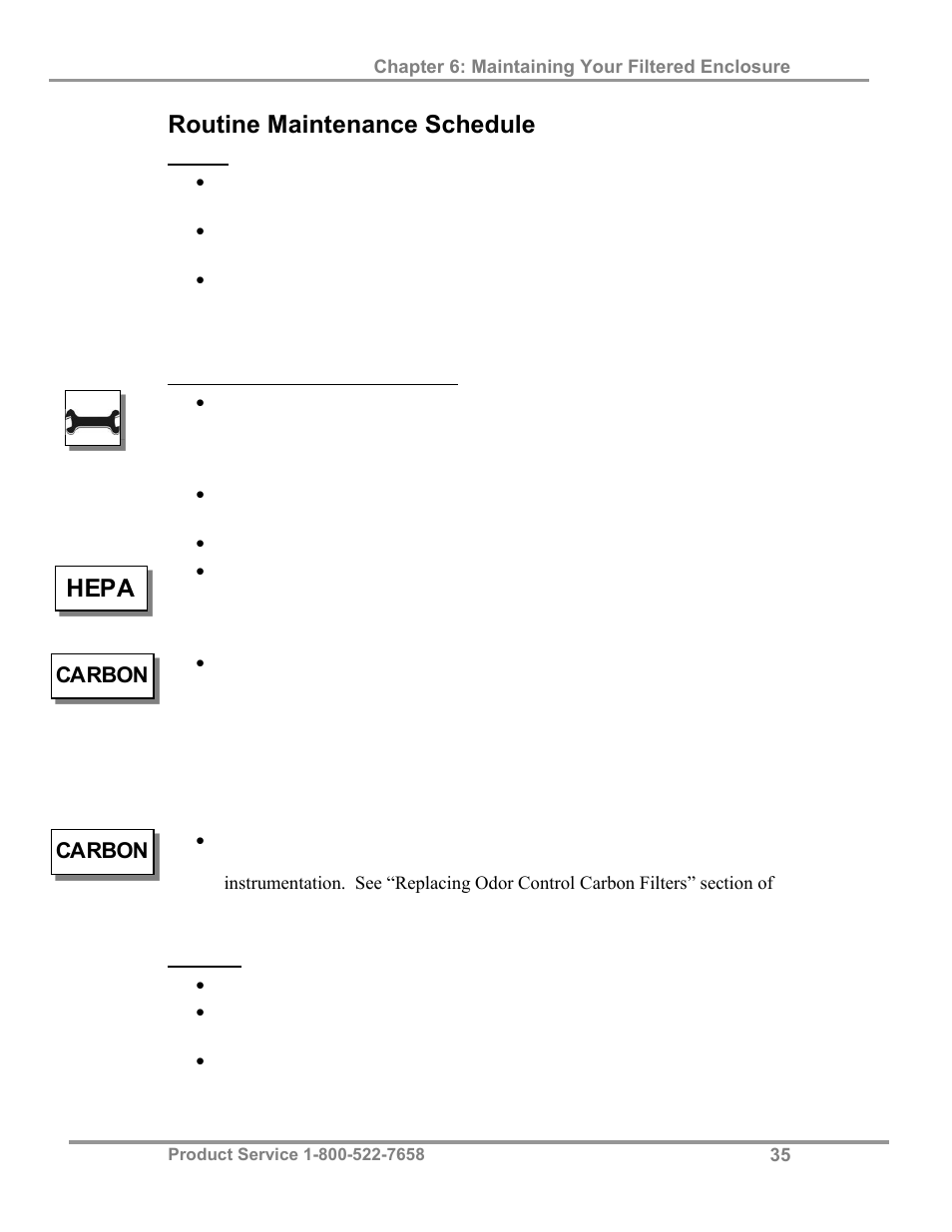Routine maintenance schedule, Hepa | Labconco XPert Filtered Balance Stations 3962622 User Manual | Page 39 / 81