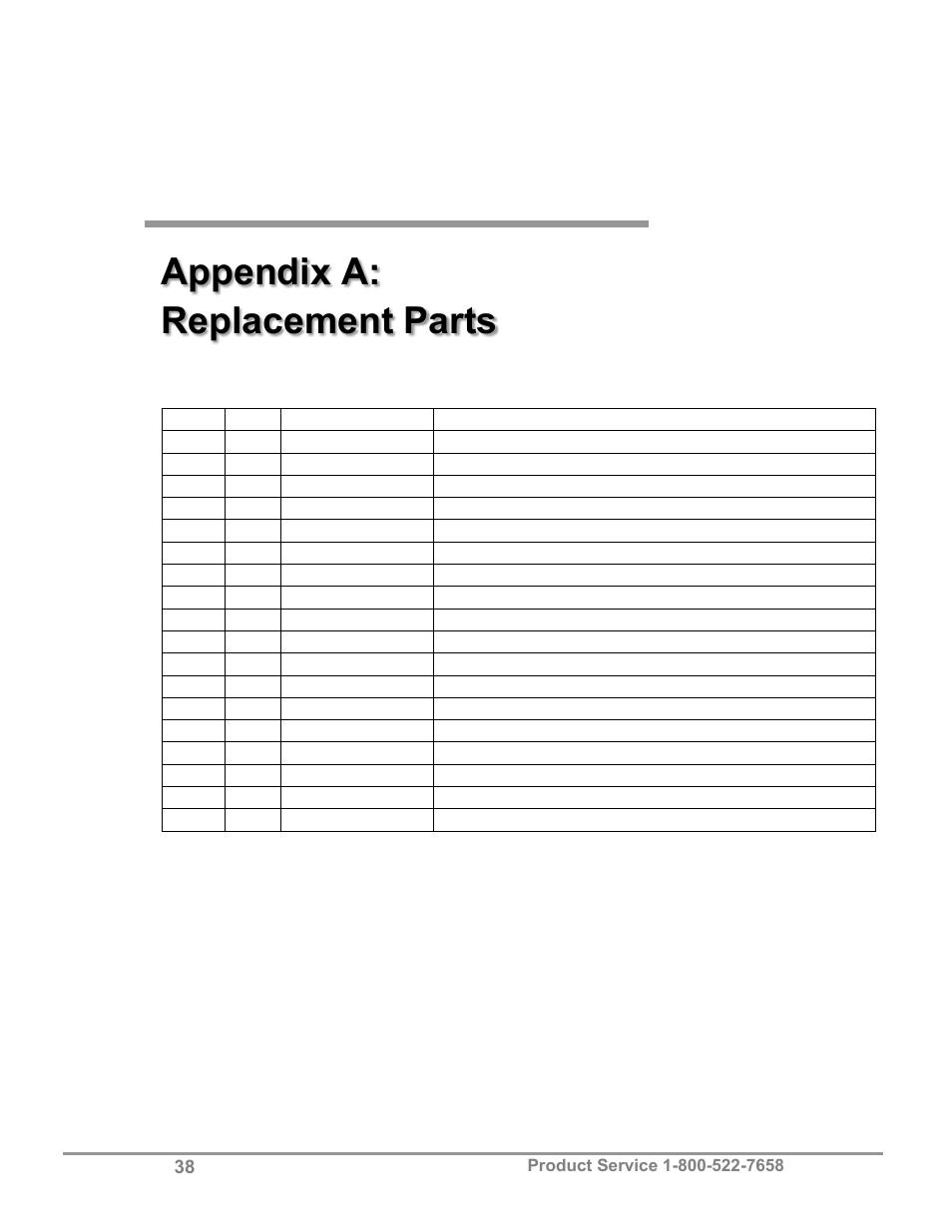 Appendix a: replacement parts | Labconco Bulk Powder Stations 3962622 User Manual | Page 42 / 48