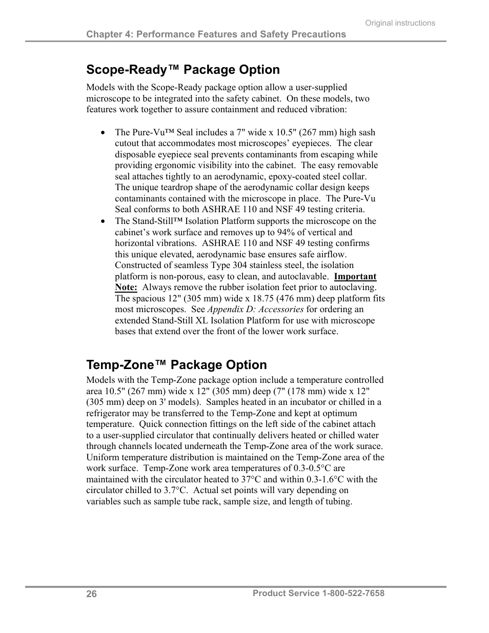 Scope-ready™ package option, Temp-zone™ package option | Labconco Biological Safety Cabinets 34269 Series User Manual | Page 32 / 77