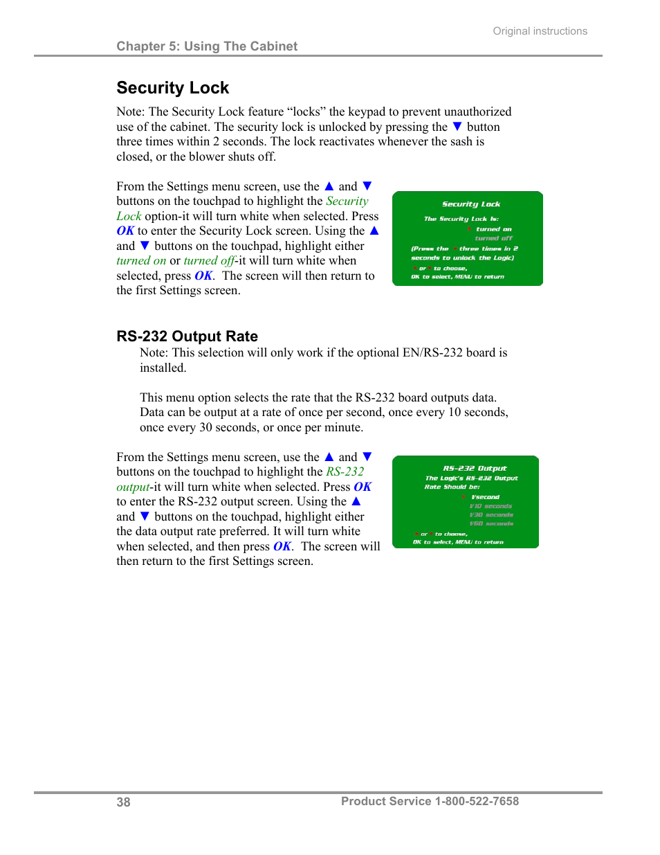 Security lock | Labconco Biological Safety Cabinets 34269 Series User Manual | Page 44 / 77
