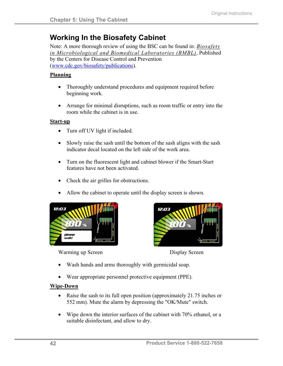 Working in the biosafety cabinet | Labconco Biological Safety Cabinets 34269 Series User Manual | Page 48 / 77