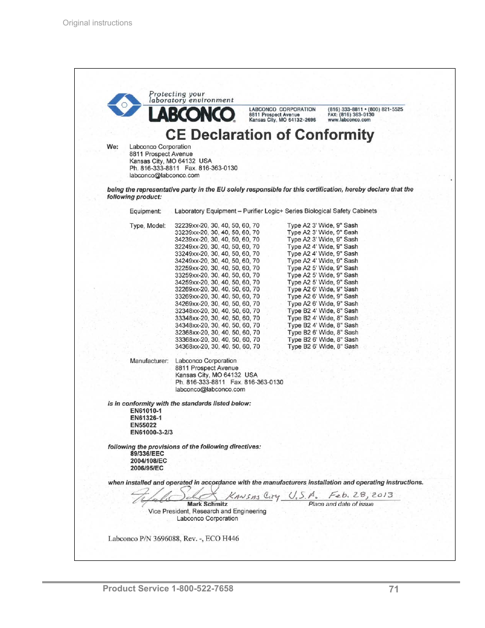 Labconco Biological Safety Cabinets 34269 Series User Manual | Page 77 / 77