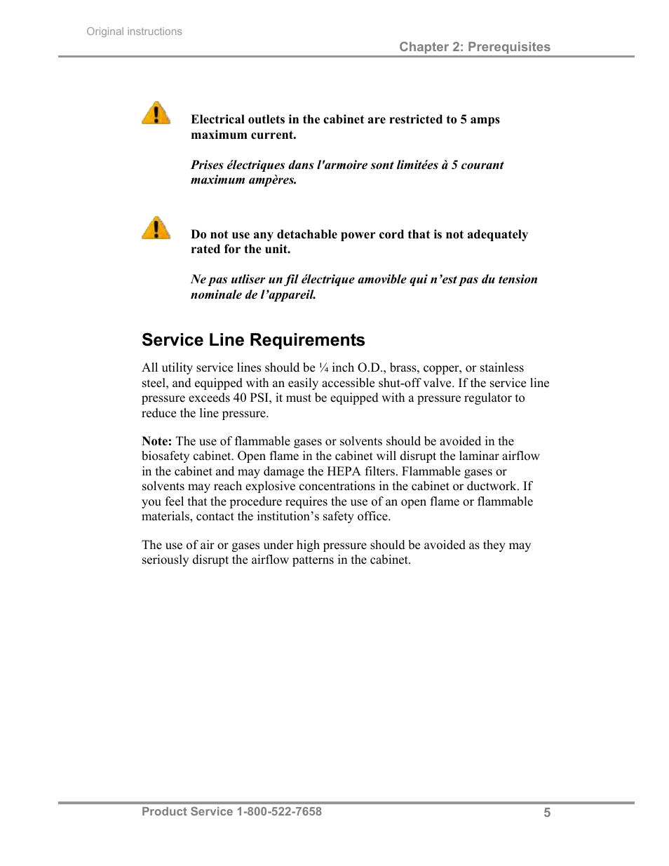 Service line requirements | Labconco Biological Safety Cabinets 30268 Series User Manual | Page 11 / 61