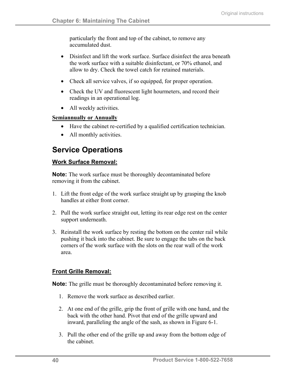 Service operations | Labconco Biological Safety Cabinets 30268 Series User Manual | Page 46 / 61