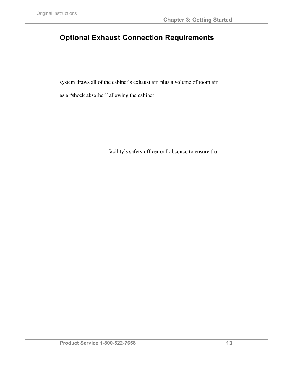 Optional exhaust connection requirements | Labconco Biological Safety Cabinets 30468 Series User Manual | Page 19 / 71