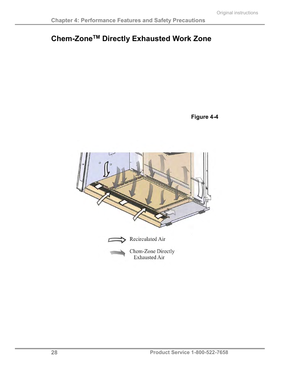Chem-zone, Directly exhausted work zone | Labconco Biological Safety Cabinets 30468 Series User Manual | Page 34 / 71