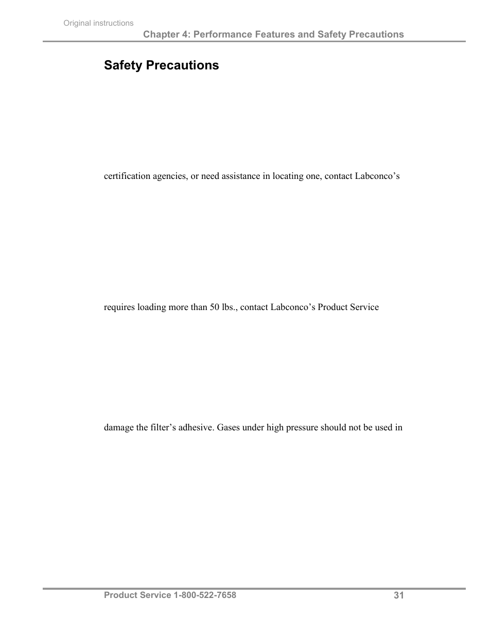 Safety precautions | Labconco Biological Safety Cabinets 30468 Series User Manual | Page 37 / 71