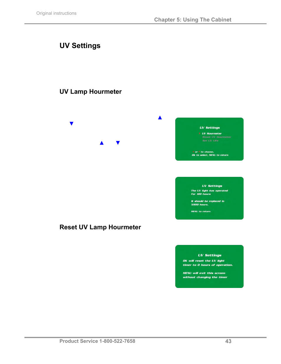 Uv settings | Labconco Biological Safety Cabinets 30468 Series User Manual | Page 49 / 71