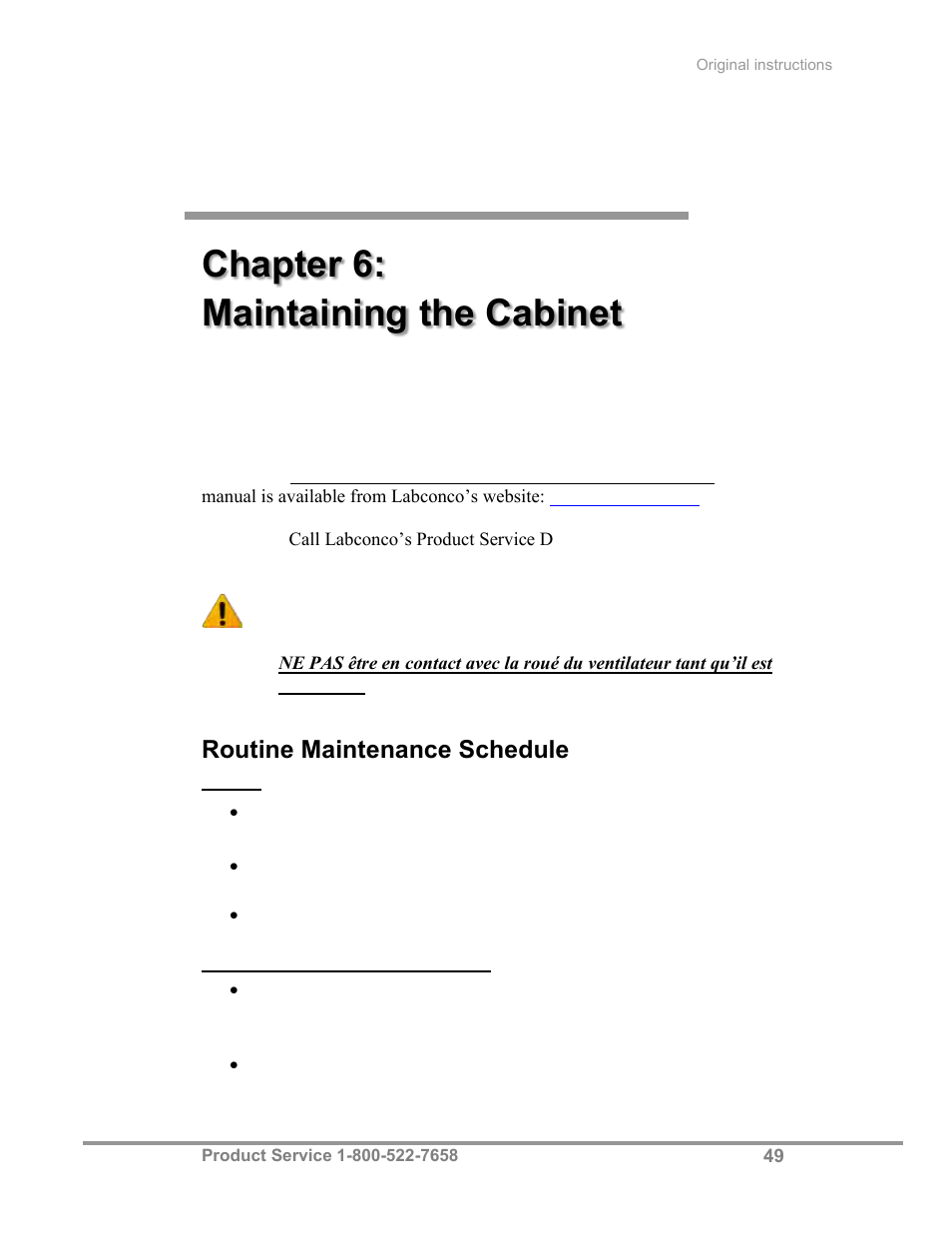 Chapter 6: maintaining the cabinet, Routine maintenance schedule | Labconco Biological Safety Cabinets 30468 Series User Manual | Page 55 / 71