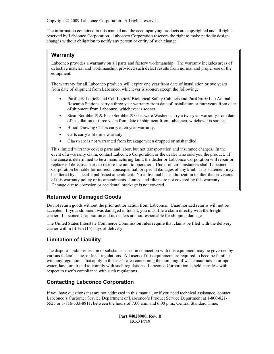Labconco Biological Safety Cabinets 34609 Series User Manual | Page 2 / 85