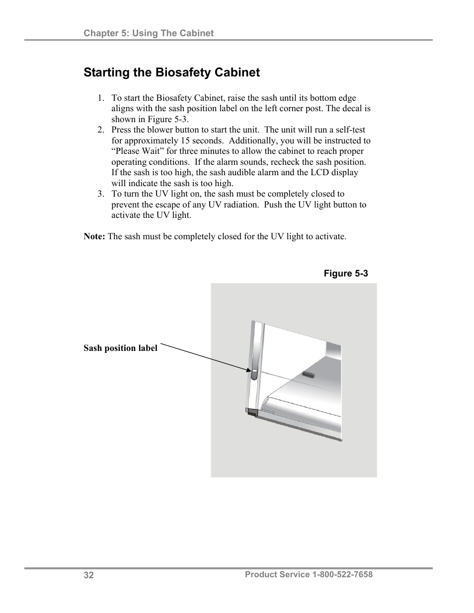 Starting the biosafety cabinet | Labconco Biological Safety Cabinets 34609 Series User Manual | Page 37 / 85
