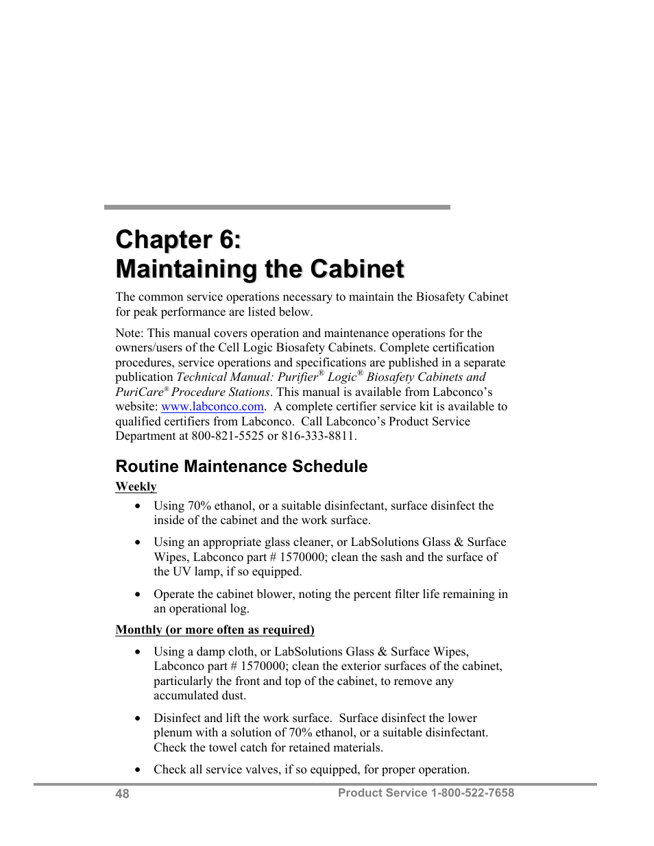 Labconco Biological Safety Cabinets 34609 Series User Manual | Page 53 / 85