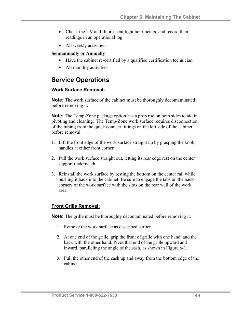 Service operations | Labconco Biological Safety Cabinets 34609 Series User Manual | Page 54 / 85