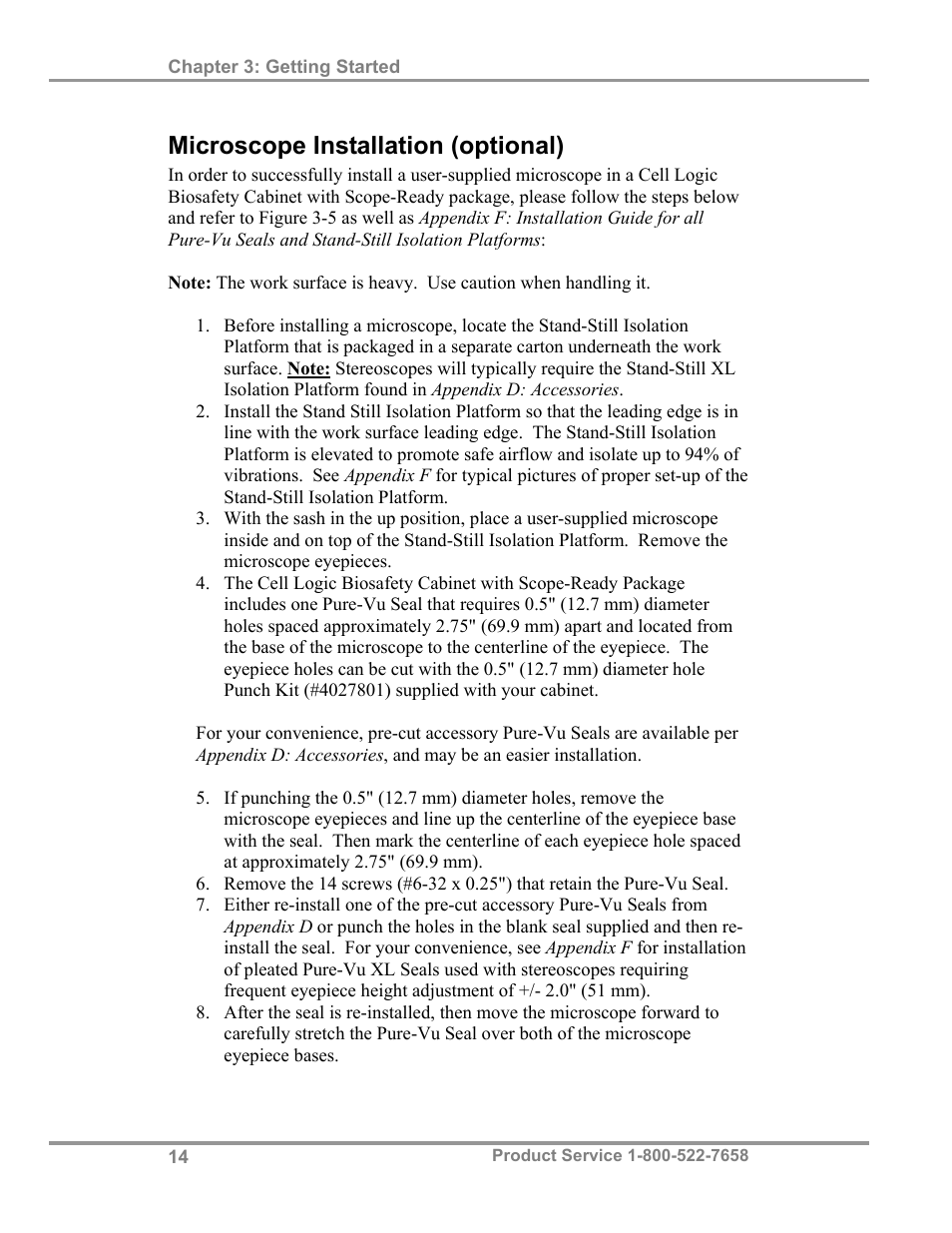 Microscope installation (optional) | Labconco Biological Safety Cabinets 34610 Series User Manual | Page 19 / 85