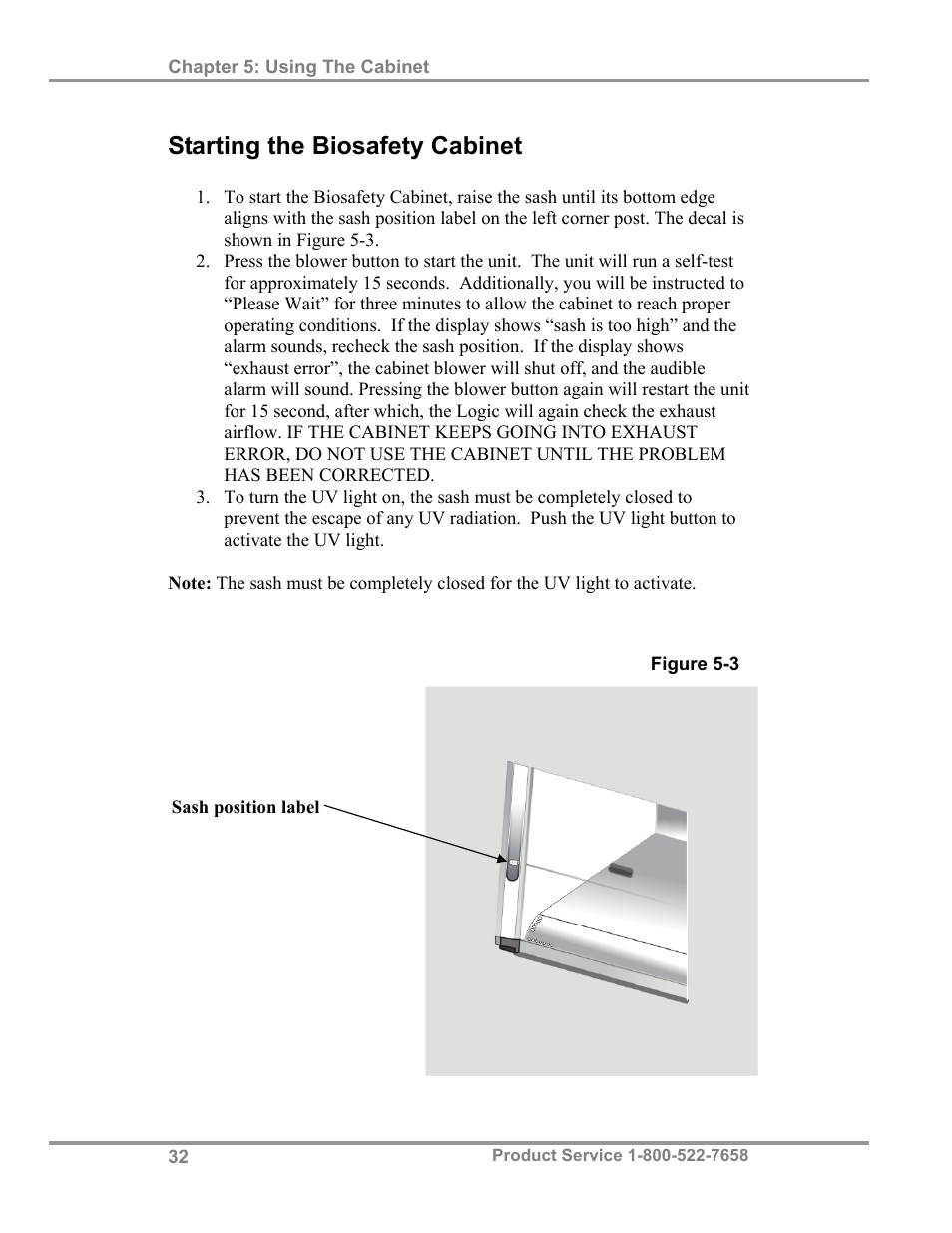 Starting the biosafety cabinet | Labconco Biological Safety Cabinets 34610 Series User Manual | Page 37 / 85
