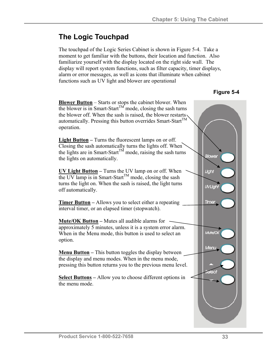 The logic touchpad | Labconco Biological Safety Cabinets 34610 Series User Manual | Page 38 / 85