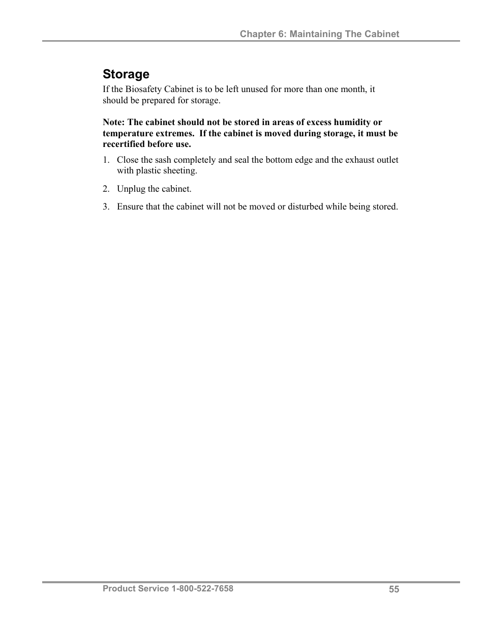 Storage | Labconco Biological Safety Cabinets 34610 Series User Manual | Page 60 / 85