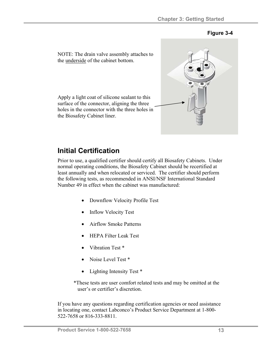 Initial certification | Labconco Biological Safety Cabinets 34610 Series User Manual | Page 18 / 67