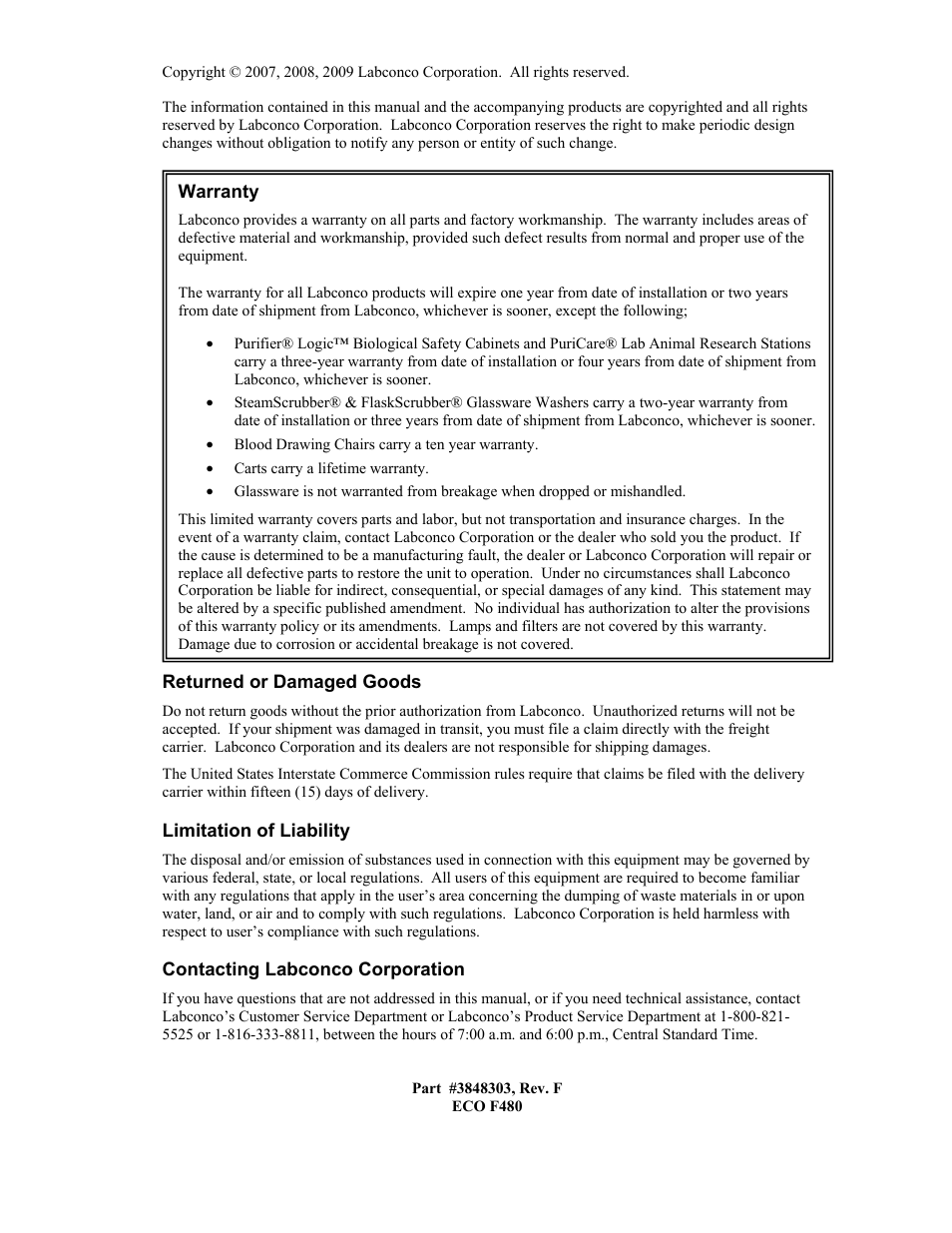 Labconco Biological Safety Cabinets 34610 Series User Manual | Page 2 / 67