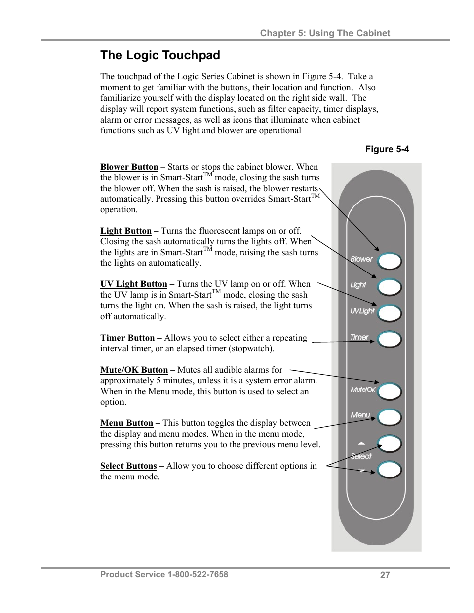 The logic touchpad | Labconco Biological Safety Cabinets 34610 Series User Manual | Page 32 / 67