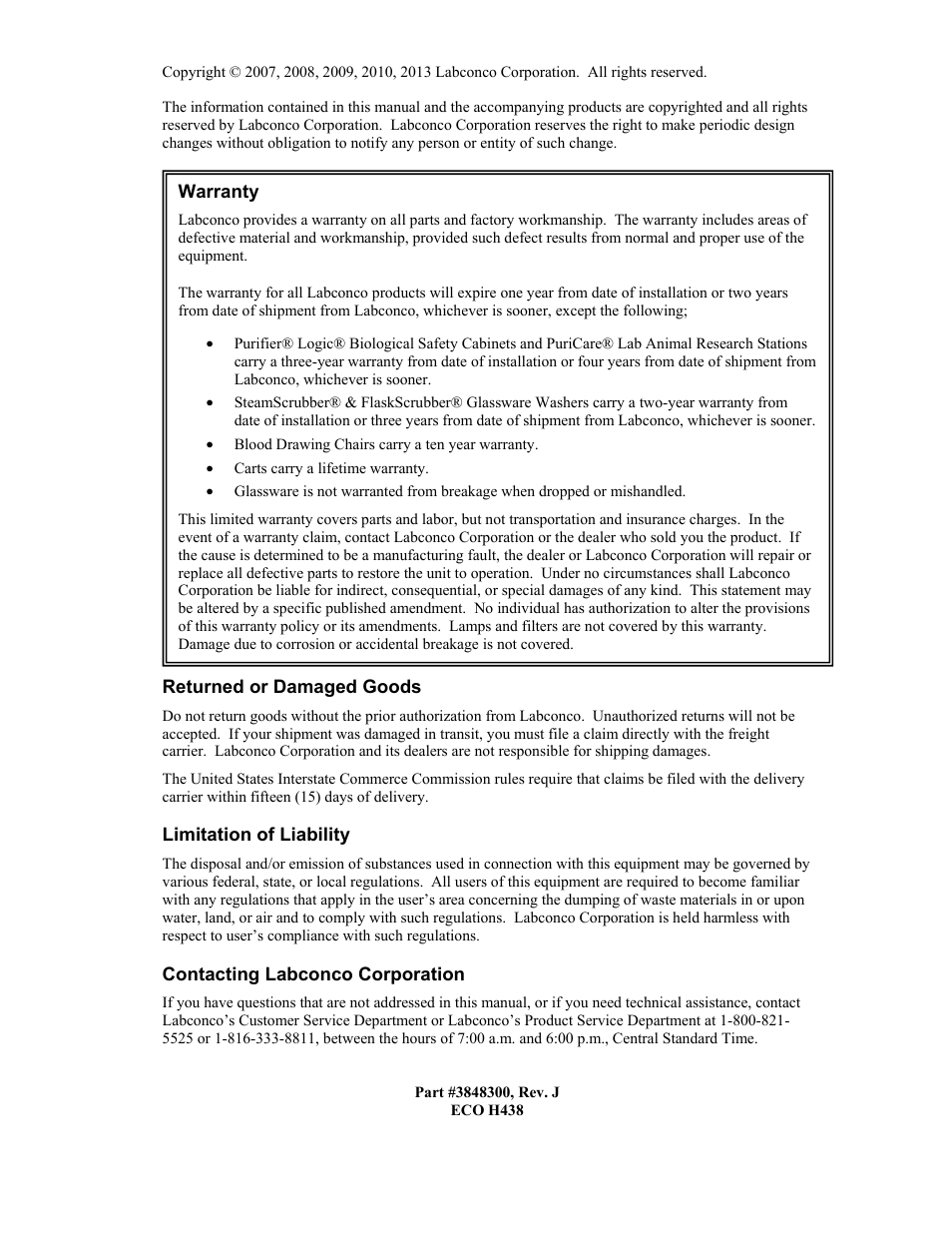 Labconco Biological Safety Cabinets 34608 Series User Manual | Page 2 / 69