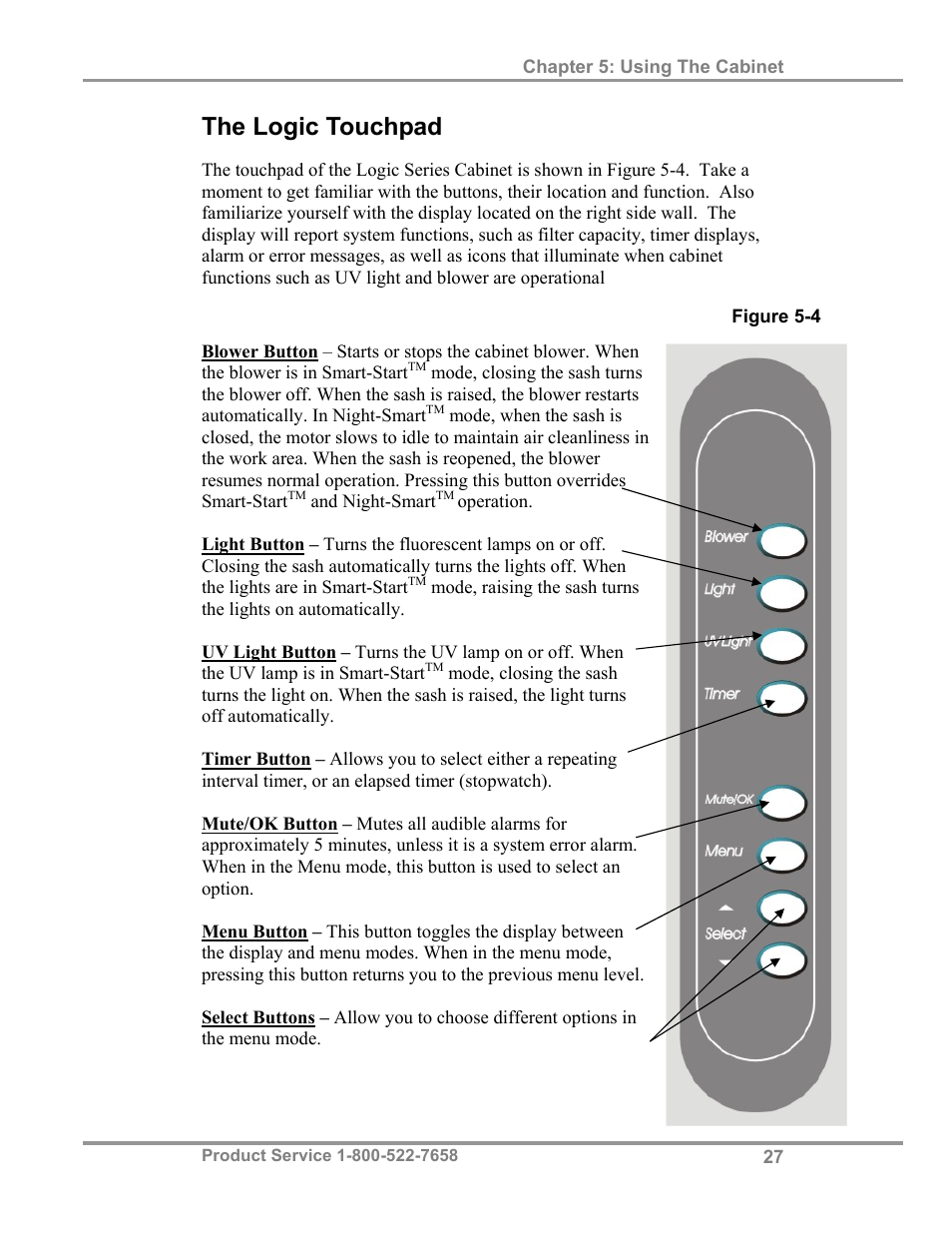 The logic touchpad | Labconco Biological Safety Cabinets 34608 Series User Manual | Page 32 / 69