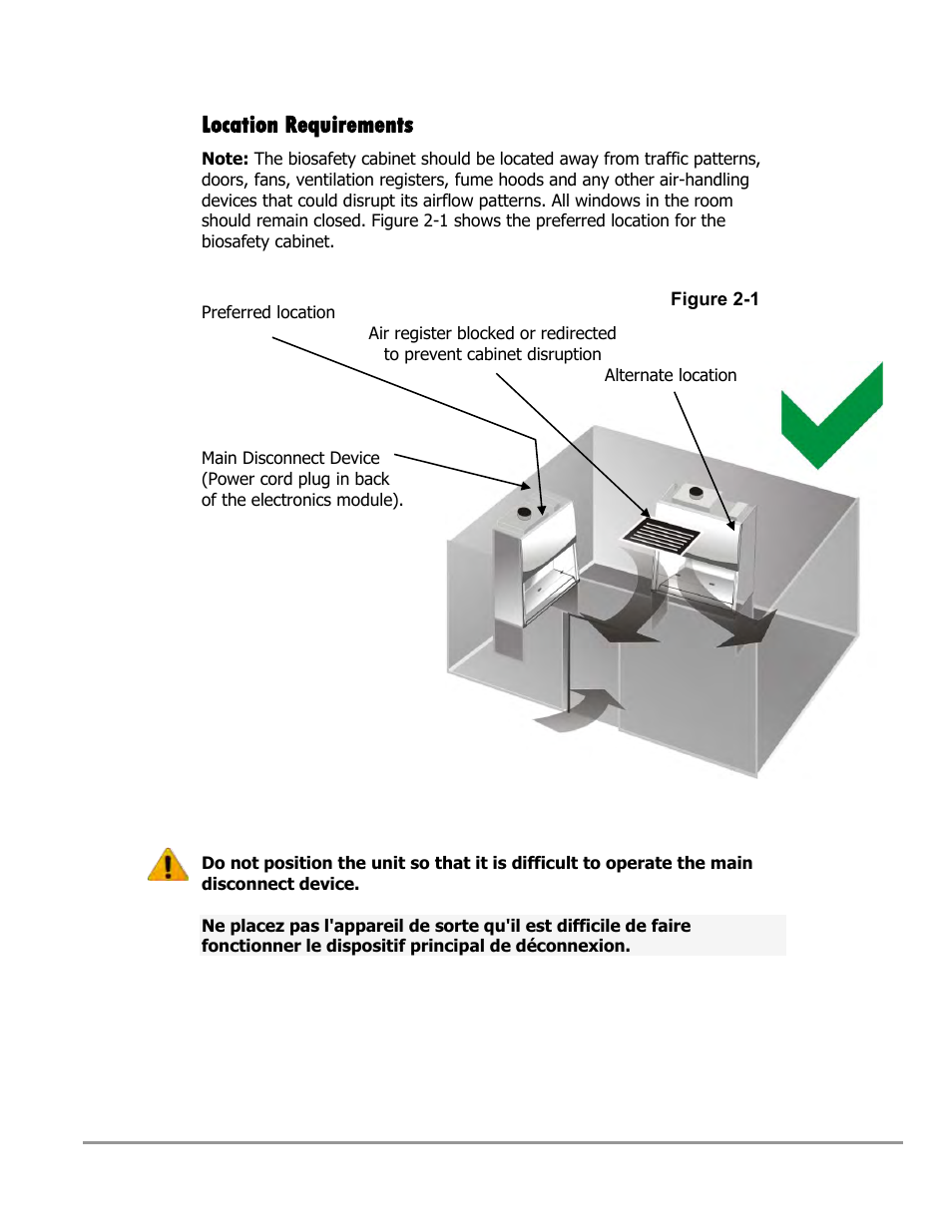 Location requirements | Labconco Type C1 Biosafety Cabinet Models 30468 User Manual | Page 38 / 155