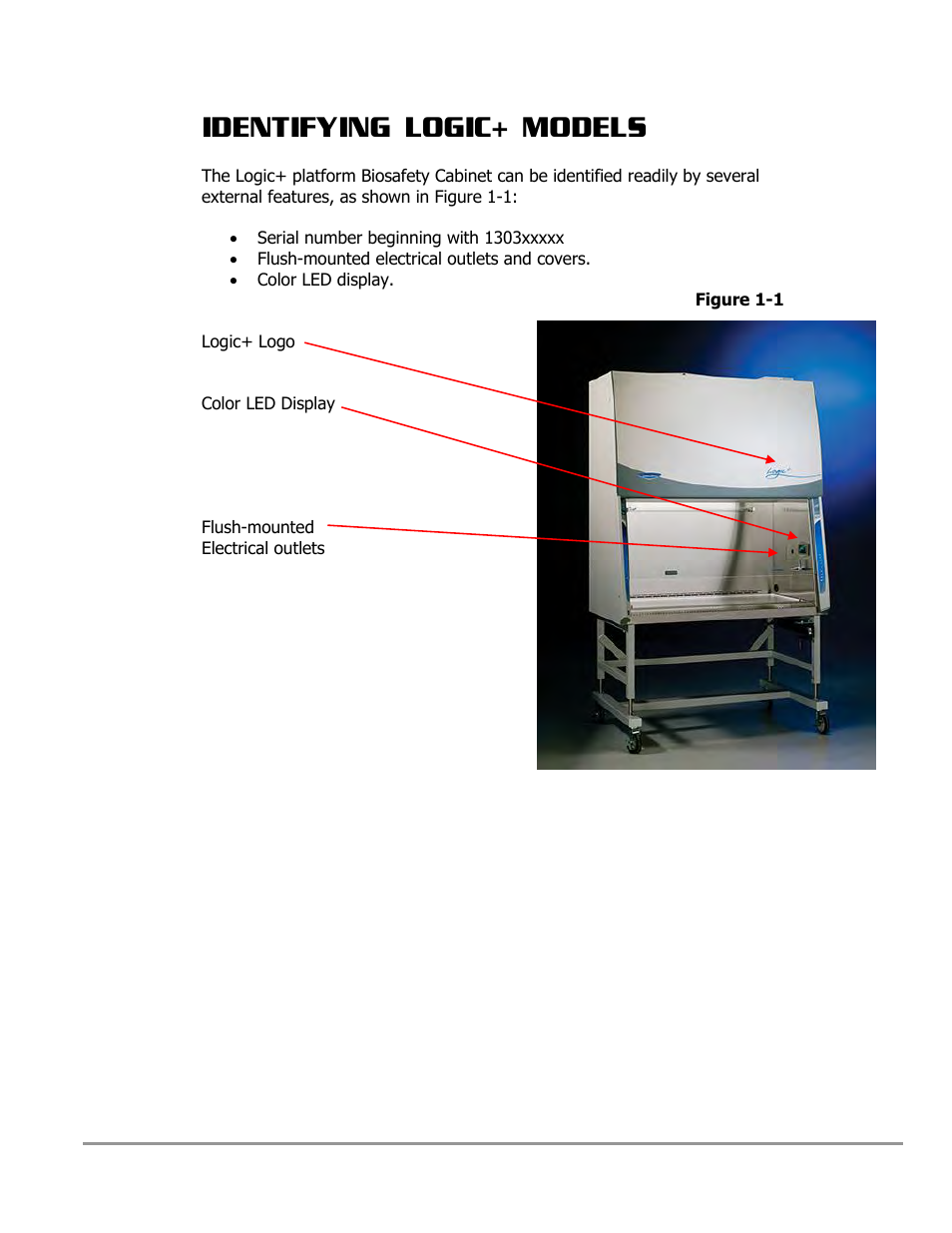 Identifying logic+ models | Labconco PURICARE Procedure Station Models 31260 User Manual | Page 36 / 172