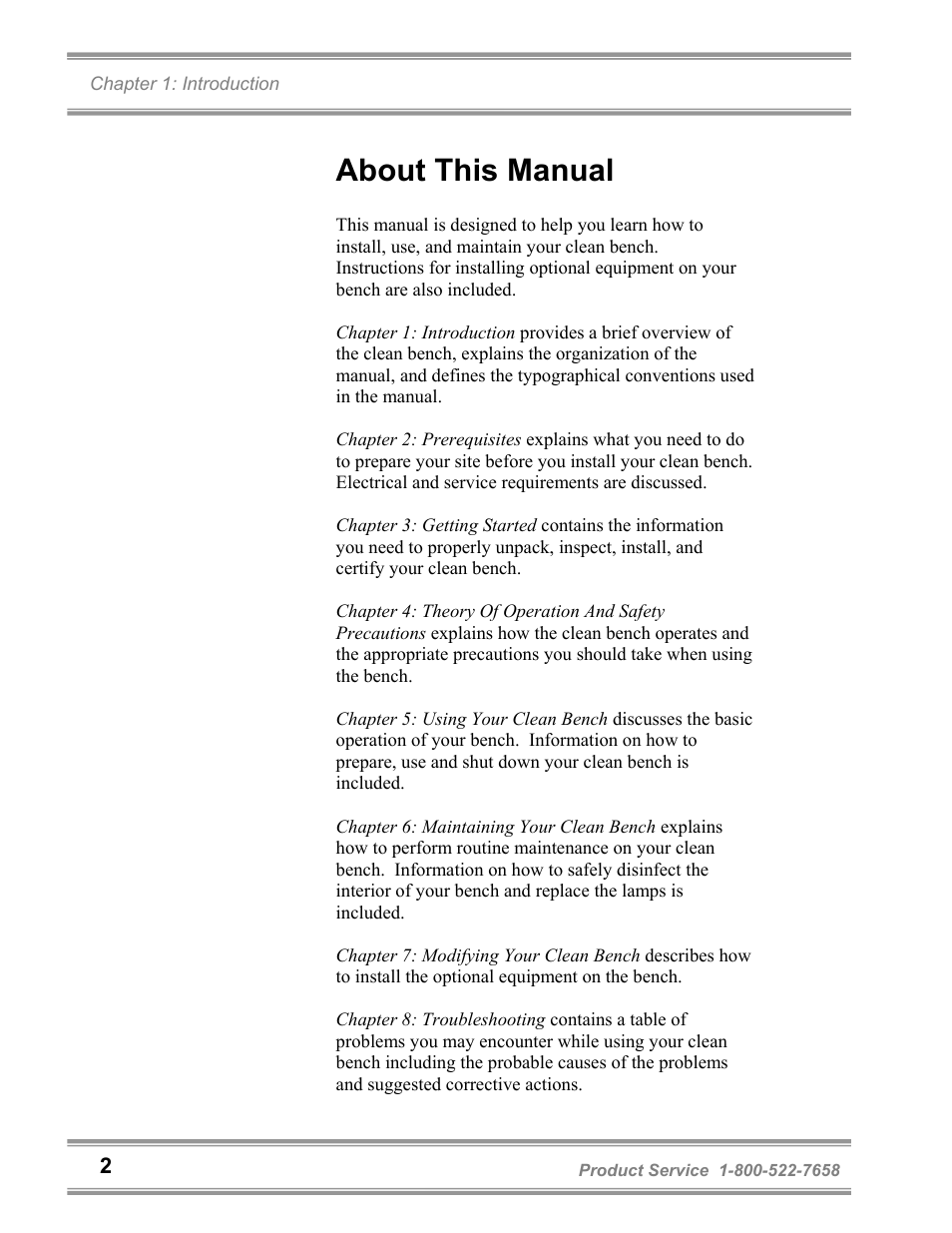 About this manual | Labconco Purifie Horizontal Clean Benches 36125 Series User Manual | Page 6 / 81