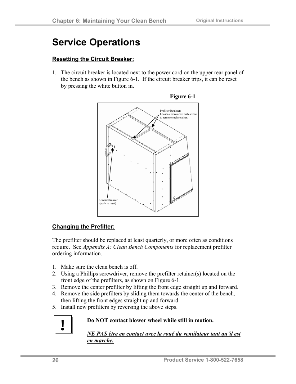 Service operations | Labconco Purifie Horizontal Clean Benches 38185 Series, 8' User Manual | Page 30 / 53