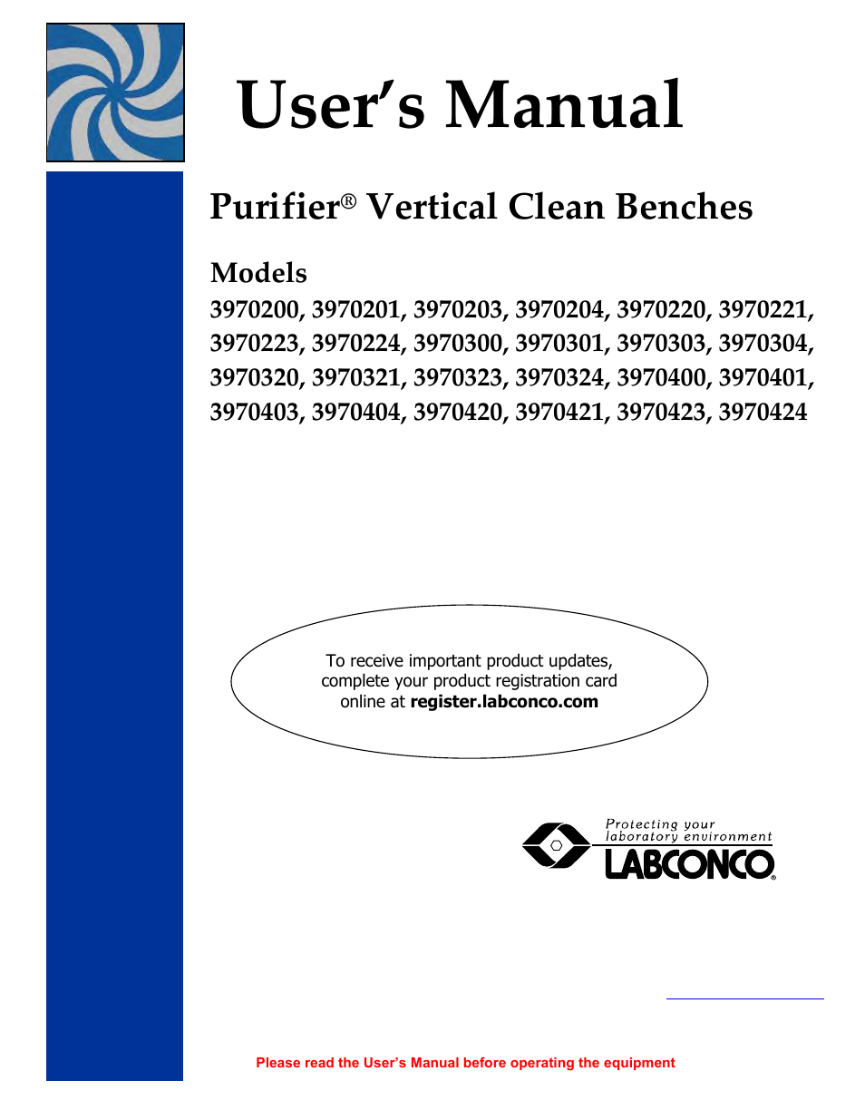 Labconco Purifie Horizontal Clean Benches 3970424 User Manual | 57 pages