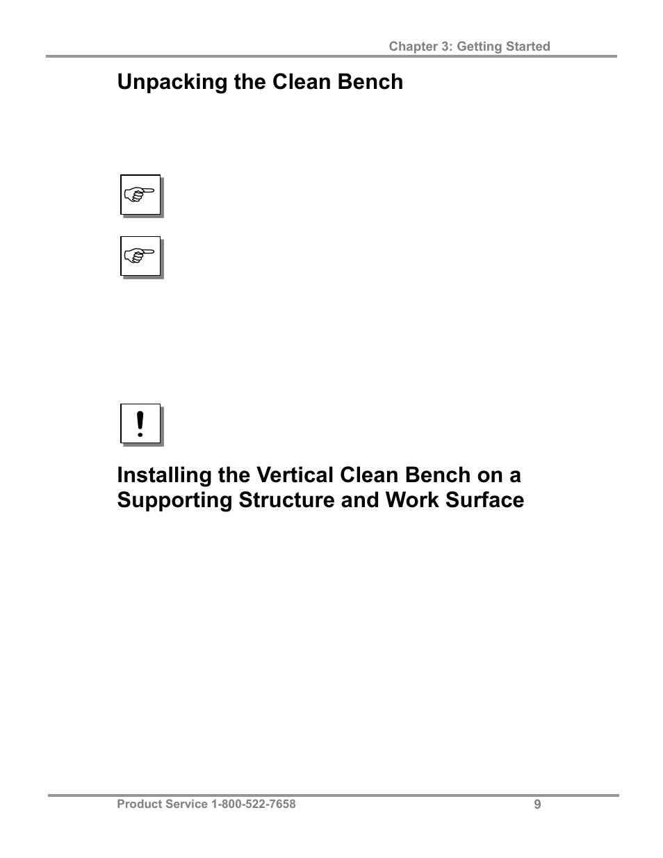 Unpacking the clean bench | Labconco Purifie Horizontal Clean Benches 3970424 User Manual | Page 13 / 57