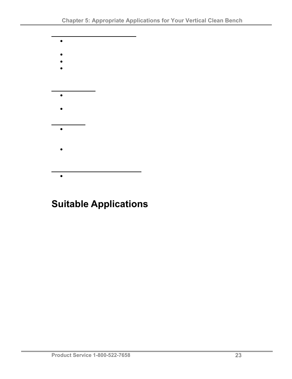 Suitable applications | Labconco Purifie Horizontal Clean Benches 3970424 User Manual | Page 27 / 57
