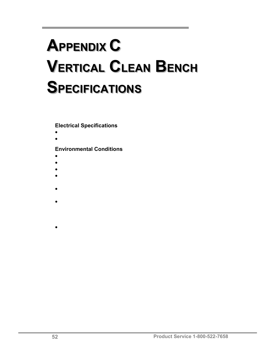 Ppendix, Ertical, Lean | Ench, Pecifications | Labconco Purifie Horizontal Clean Benches 3970424 User Manual | Page 56 / 57